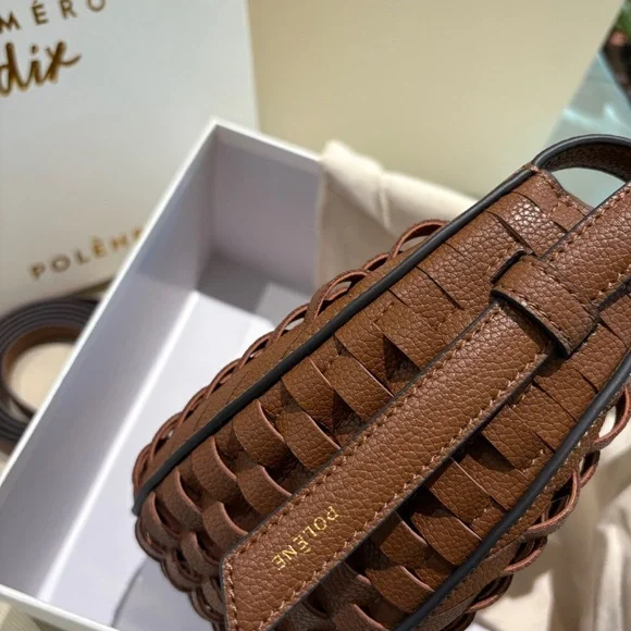 Polene Brown Woven Crescent Shoulder Bag - Picture 7 of 8